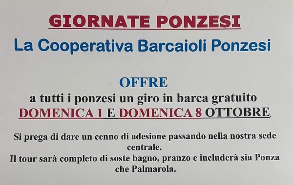 COOP. BARCAIOLI PONZESI GITA GRATIS PER PONZESI